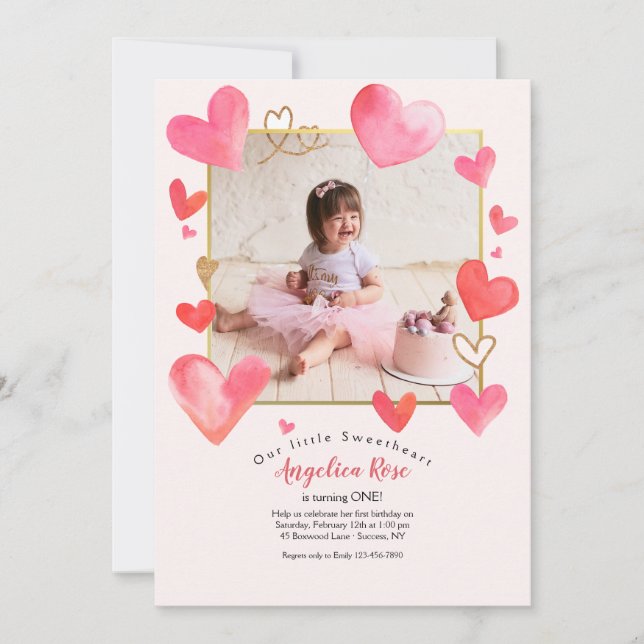 Herzrahmen Foto Geburtstagseinladung Einladung (Vorderseite)