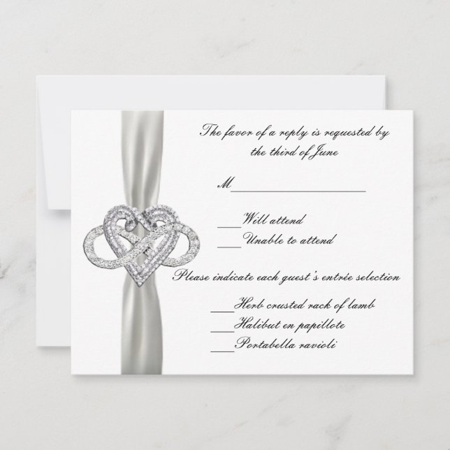 Herzreaktionskarte mit Unendlichkeit RSVP Karte (Vorderseite)