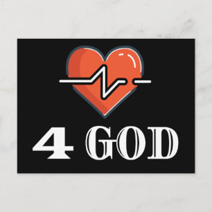 Herzschlag 4 Gott rot und weiß Postkarte