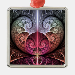 Herzschlag, abstrakte surreal-fantastische Fraktal Ornament Aus Metall