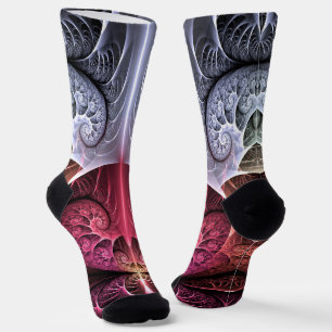 Herzschlag, abstrakte surreal-fantastische Fraktal Socken