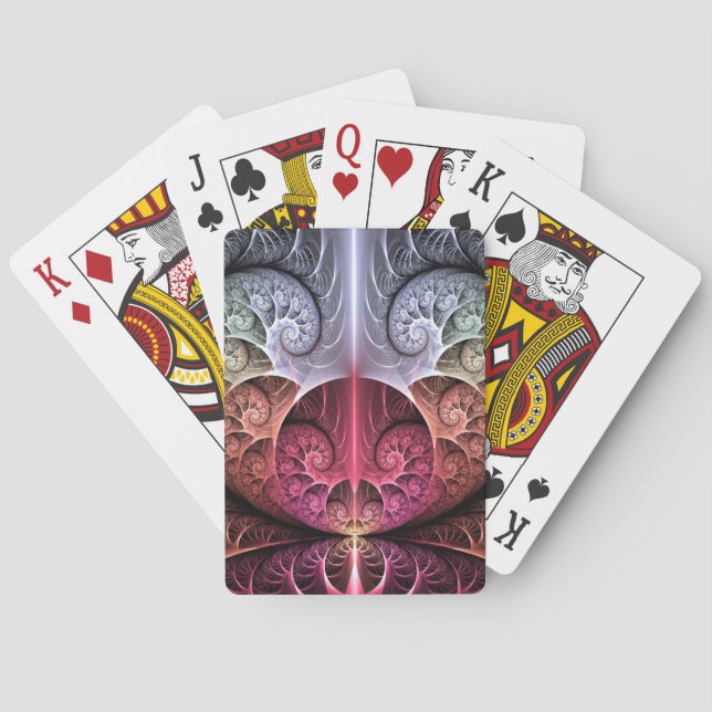 Herzschlag, Abstrakte surreale Fantasie Fraktal Ku Spielkarten (Rückseite)