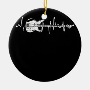 Herzschlag Bassgitarre Bassspieler Bassist Keramik Ornament