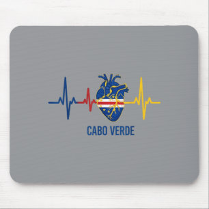 Herzschlag Cabo Verde Flagge Herz Kap Verde Insel Mousepad