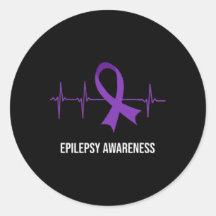 Herzschlag-Ekg-Design Epilepsie-Bewusstsein Runder Aufkleber