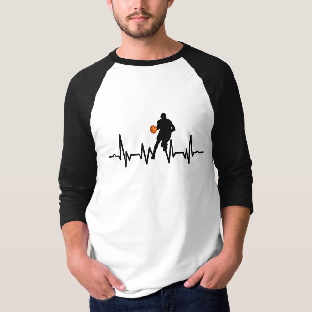 Herzschlag für Basketball-Spieler T-Shirt (Vorderseite)