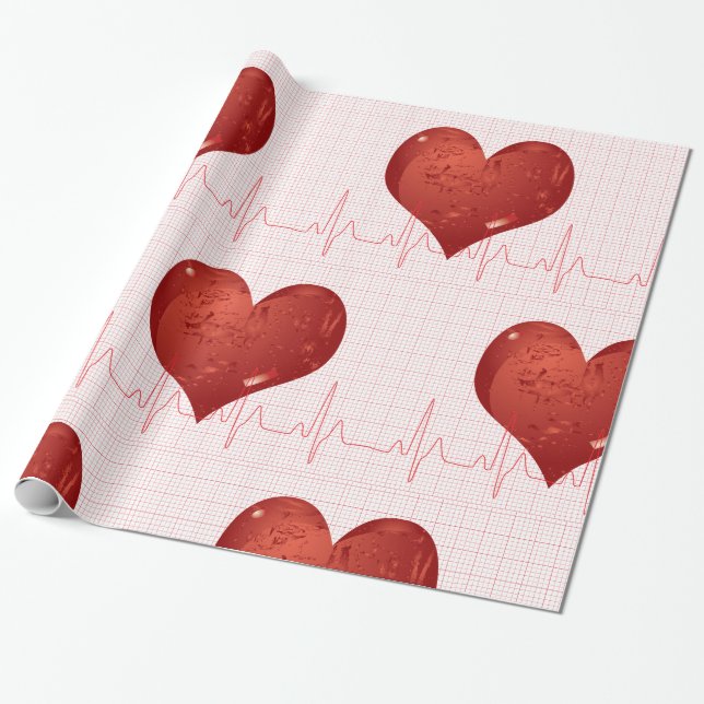 Herzschlag Geschenkpapier (Ungerollt)