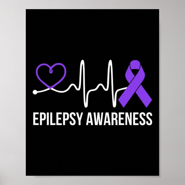 Herzschlag Herzepilepsie Awareness Epileptic Purpt Poster (Vorne)