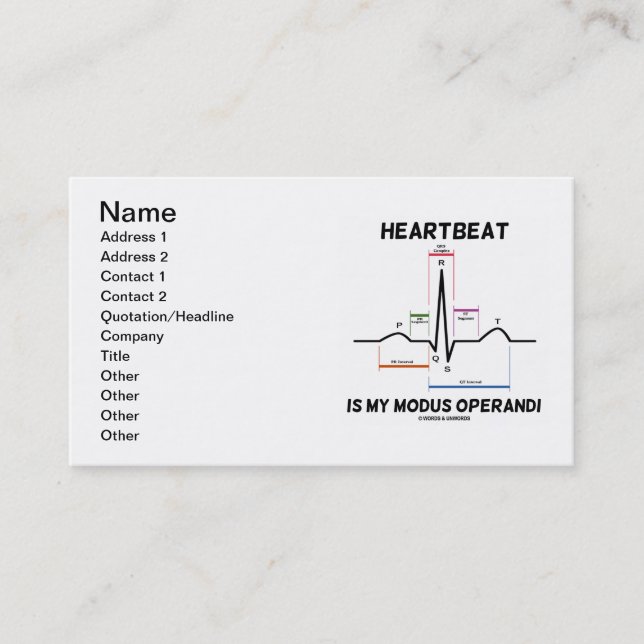 Herzschlag ist mein Modus Operandi (EKG / EKG) Visitenkarte (Vorderseite)