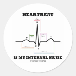 Herzschlag ist meine interne Musik (ECG/EKG) Runder Aufkleber