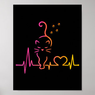 Herzschlag Katzenliebhaber Tier Silhouette Süße Ka Poster