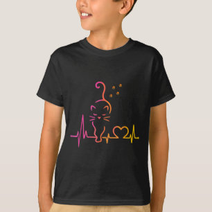 Herzschlag Katzenliebhaber Tier Silhouette Süße Ka T-Shirt
