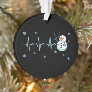 Herzschlag Krankenpfleger Schneemann Weihnachten  Ornament