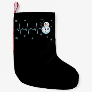 Herzschlag Krankenschwester Schneemann Weihnachten Kleiner Weihnachtsstrumpf