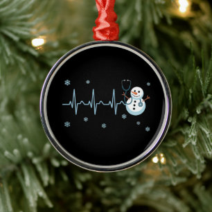 Herzschlag Krankenschwester Schneemann Weihnachten Ornament Aus Metall
