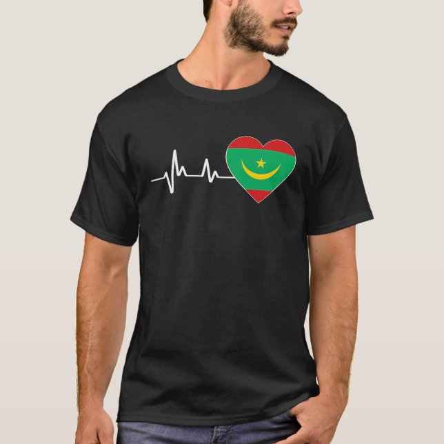Herzschlag Mauretanienflagge für Mauretanier T-Shirt (Vorderseite)