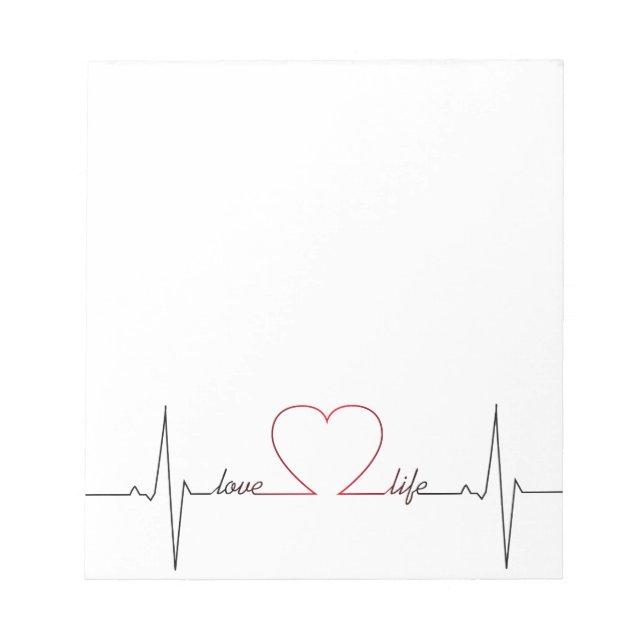 Herzschlag mit Liebe Leben inspirierend Zitat Notizblock (Vorderseite)