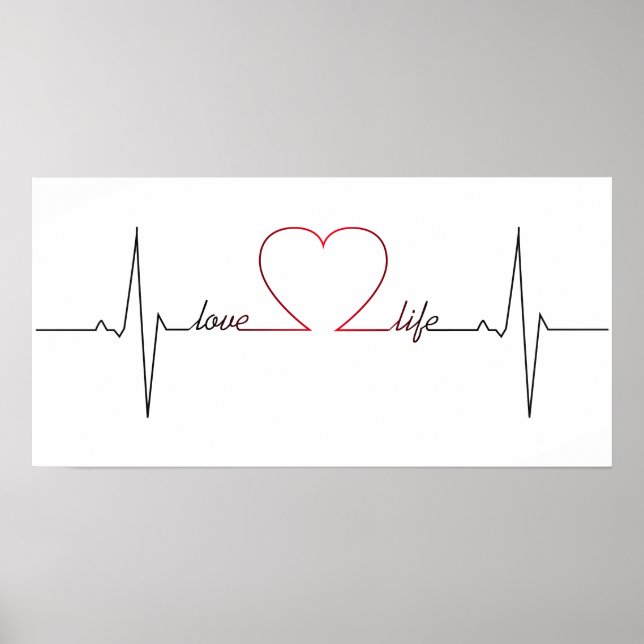 Herzschlag mit Liebe Leben inspirierend Zitat Poster (Vorne)