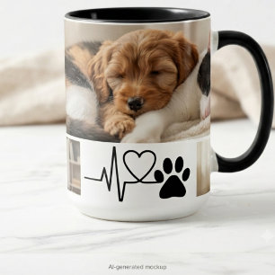 Herzschlag-Pfotenabdruck-Rettungshund-Mama Zweifarbige Tasse
