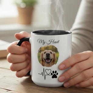 Herzschlag-Pfotenabdruck-Tierliebe-Grafik Tasse