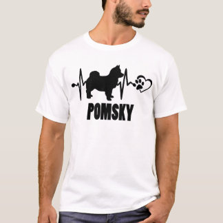 Herzschlag - Pomsky - Hund Bester Freund T-Shirt