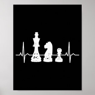 Herzschlag Schach - König Springer Bauer Schachfig Poster