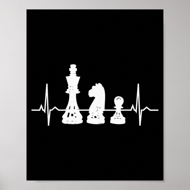 Herzschlag Schach - König Springer Bauer Schachfig Poster (Vorne)