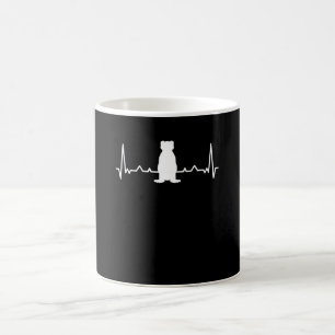 Herzschlag und Frettchen Silhouette Kaffeetasse