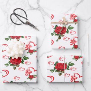 Herzschmetterlinge und Blume Geschenkpapier Set