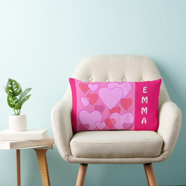 Herzschnupfen Valentinrosa personalisiert Lumbar Lendenkissen (Stuhl )