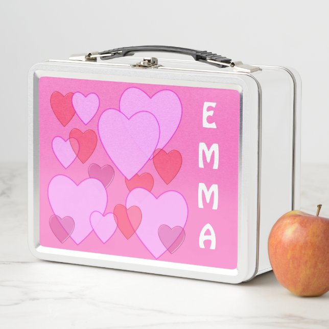 Herzschnupfen Valentinrosa personalisiert Metall Brotdose (Beispiel)