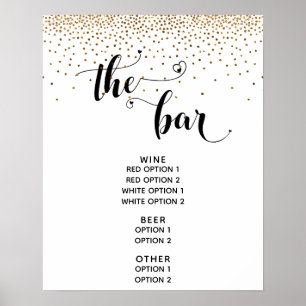 Herzschrift & Goldkonfetti "The Bar" Menüschild Poster