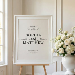Herzschrift Minimalistische Hochzeitsbegrüßungstaf Poster