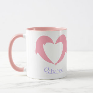 Herzsilhouette Rosa Delfine Zweifarben-Kaffeetasse Tasse