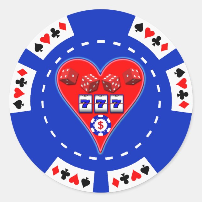 HERZSLOTEN UND DICE POKER CHIP RUNDER AUFKLEBER (Vorderseite)