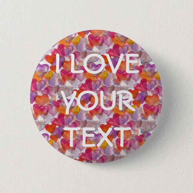 HERZsmuster ART 4 + Ihr Text Button (Vorderseite)