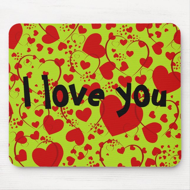 HERZsmuster ART 5 + Ihr Text | hellgrün Mousepad (Vorne)