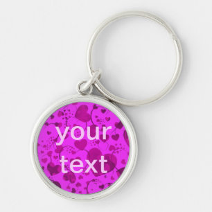 HERZsmuster ART 6 + Ihr Text rosa Schlüsselanhänger