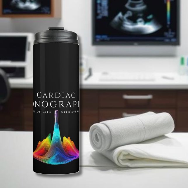 Herzsonographin - farbenfrohe Ultraschallwellen Thermosbecher (Cardiac Sonographer-Colorful Ultrasound Waves Thermal Tumbler)