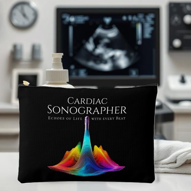 Herzsonographin - farbenfrohe Ultraschallwellen Zubehörtasche (Cardiac Sonographer-Colorful Ultrasound Waves Accessory Pouch
)