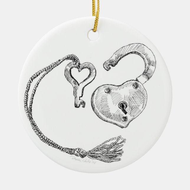 Herzsperre und Schlüsseldekoration Keramik Ornament (Vorne)