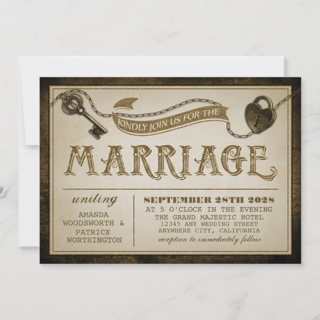Herzsperre und Skelett Einladungen für Hochzeiten (Vorderseite)