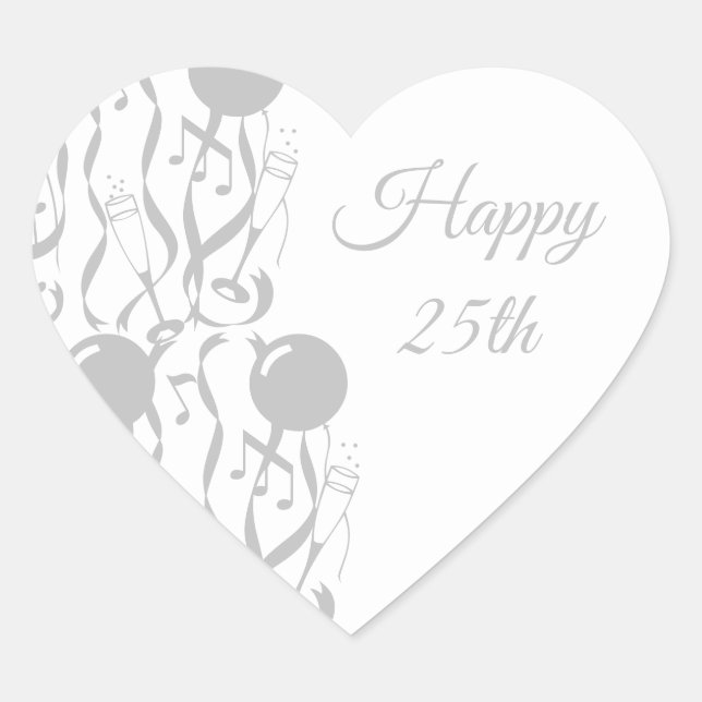 Herzsticker Happy 25-jähriges Bestehen Herz-Aufkleber (Vorderseite)