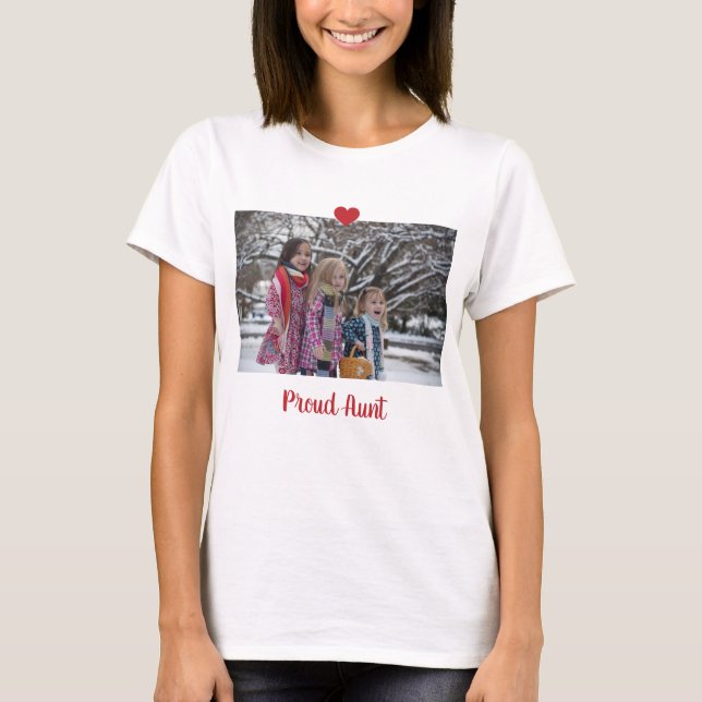 Herzstolzer Tante personalisiert Foto machen T-Shirt (Vorderseite)