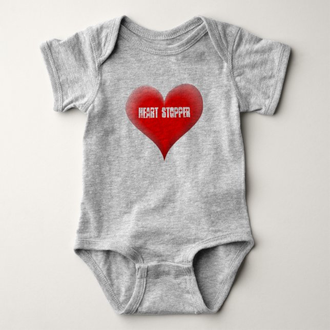HERZSTOPPER Kleinkind Niedlich großes rotes Herz Baby Strampler (Vorderseite)