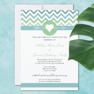 Herzstück Arrow Zickzack Beach Hochzeitseinladung Einladung