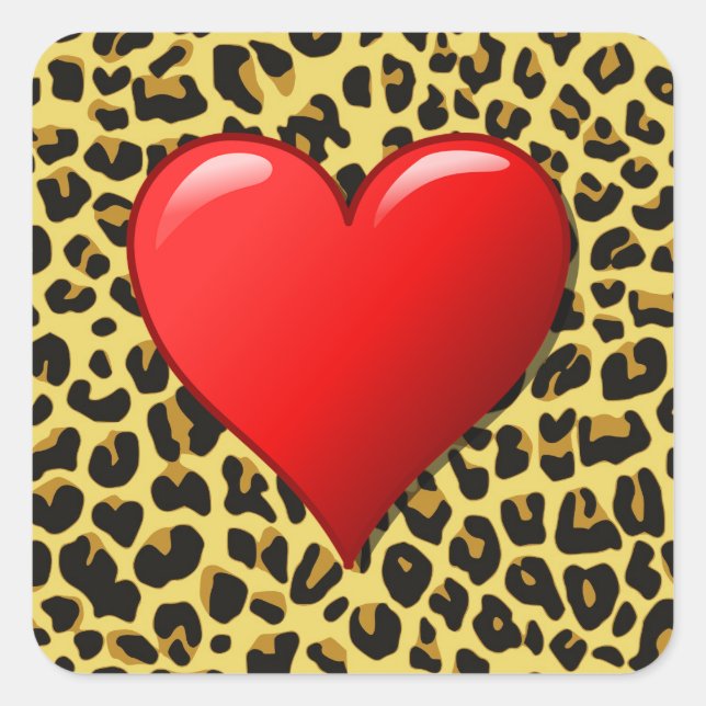 Herzstück auf Cheetah Print Sticker (Vorderseite)