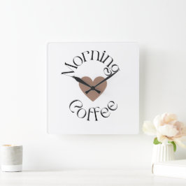 Herzstück Morgenkaffee, gemütliche Küchendekoratio Quadratische Wanduhr