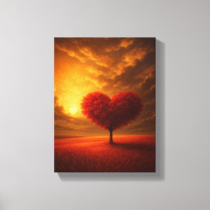 Herzstück Tree Sonnenuntergang Kunstvoll wandern Leinwanddruck