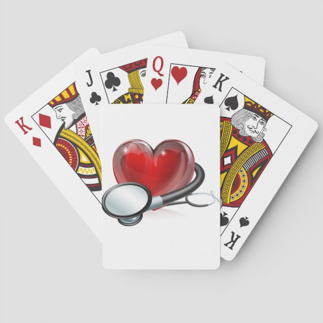 Herzsymbol und Stethoskop Spielkarten (Rückseite)